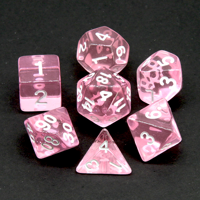 Dice Set Polyhedral - Dés polyédriques transparents roses clairs pour