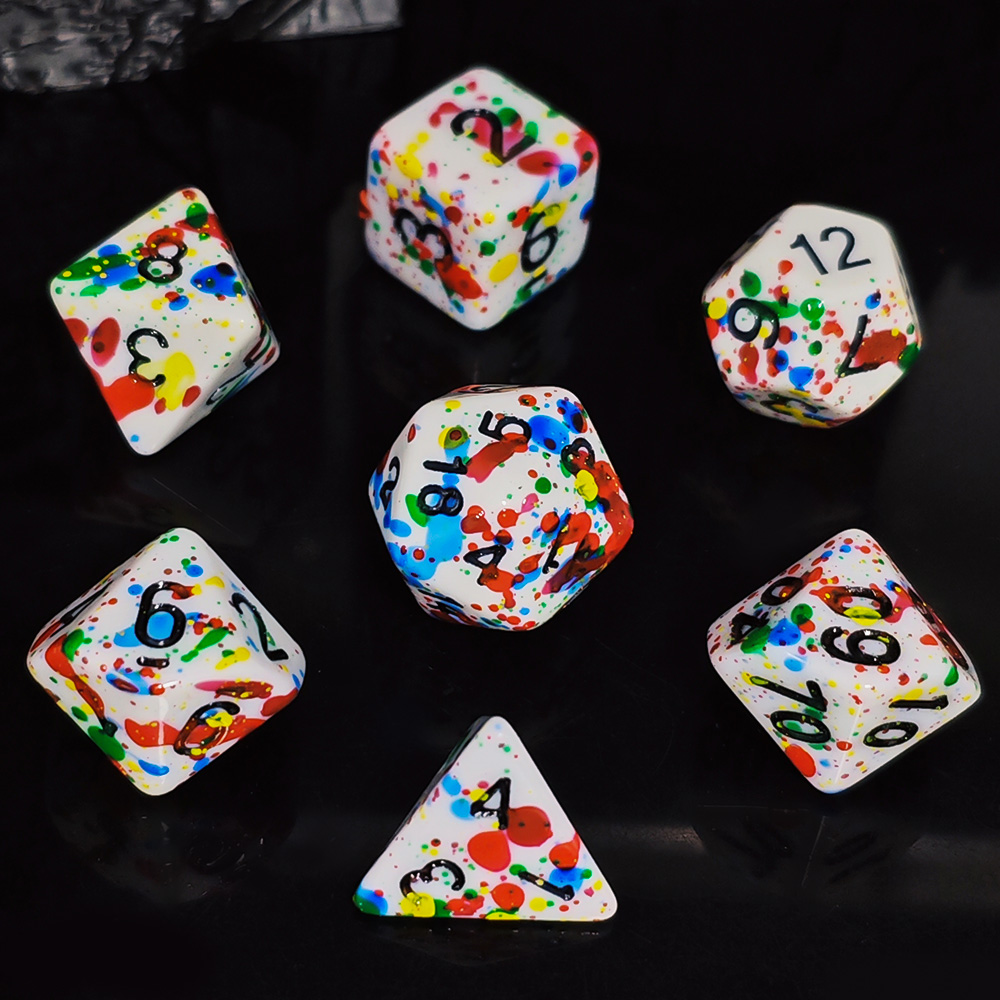 Jeu de dés à effet éclaboussur - Dice Set Polyhedral avis et prix