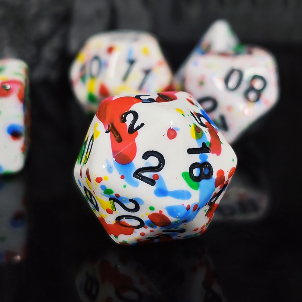 Jeu de dés à effet éclaboussur - Dice Set Polyhedral avis et prix