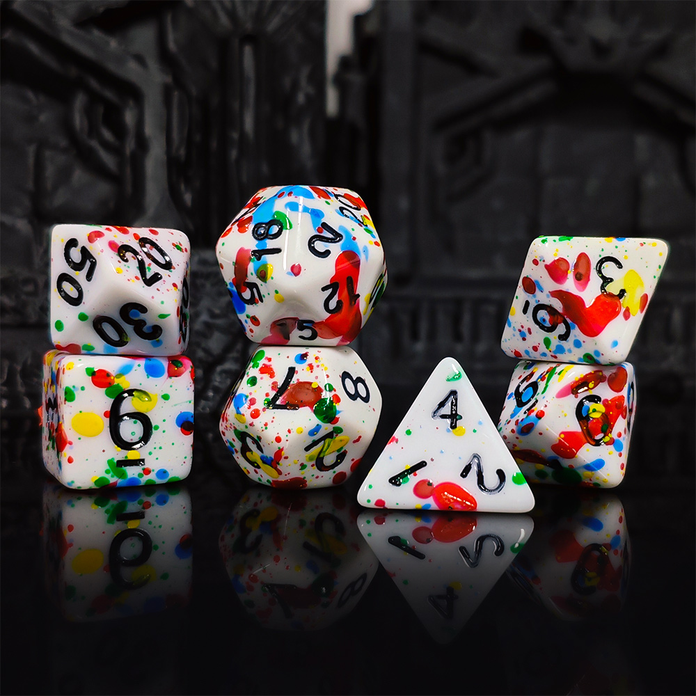 Jeu de dés à effet éclaboussur - Dice Set Polyhedral avis et prix