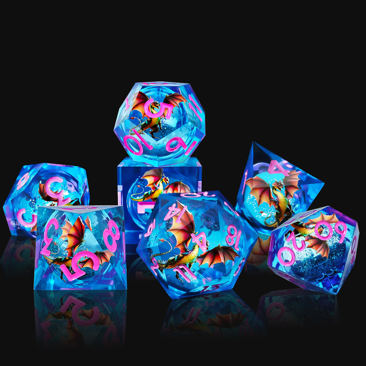 Jeu de dés à noyau liquide Dra - Dice Set Polyhedral avis et prix